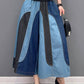 Fashion Casual Patchwork Elastic Waist Wide Leg Pants Ankle Length Pants Trendy Women Pants