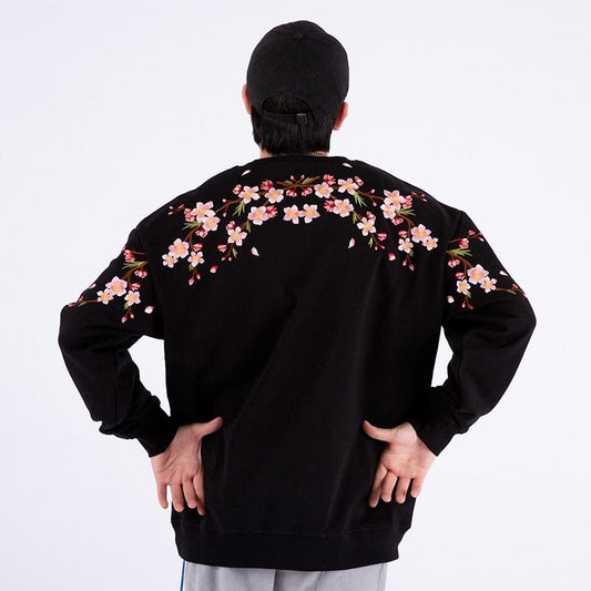 New plus size men clothing national fashion jackets trendy brand plum blossom embroidered round neck sweatshirts couple