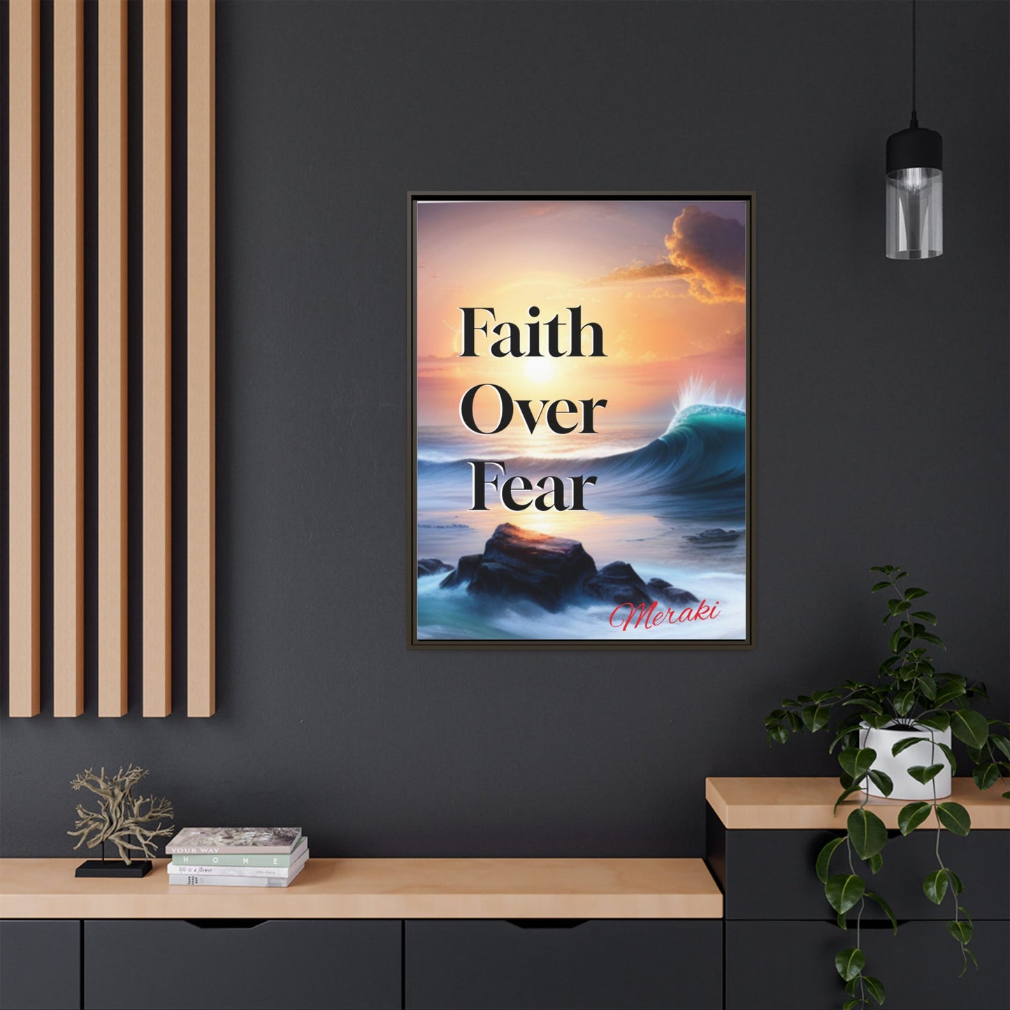 Faith over fear Matte Canvas, Framed (Multi-color) by Meraki  studio