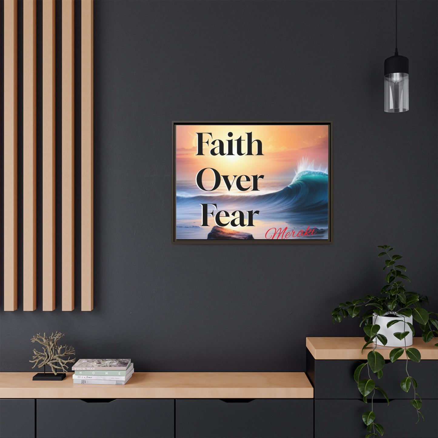 Faith over fear Matte Canvas, Framed (Multi-color) by Meraki  studio