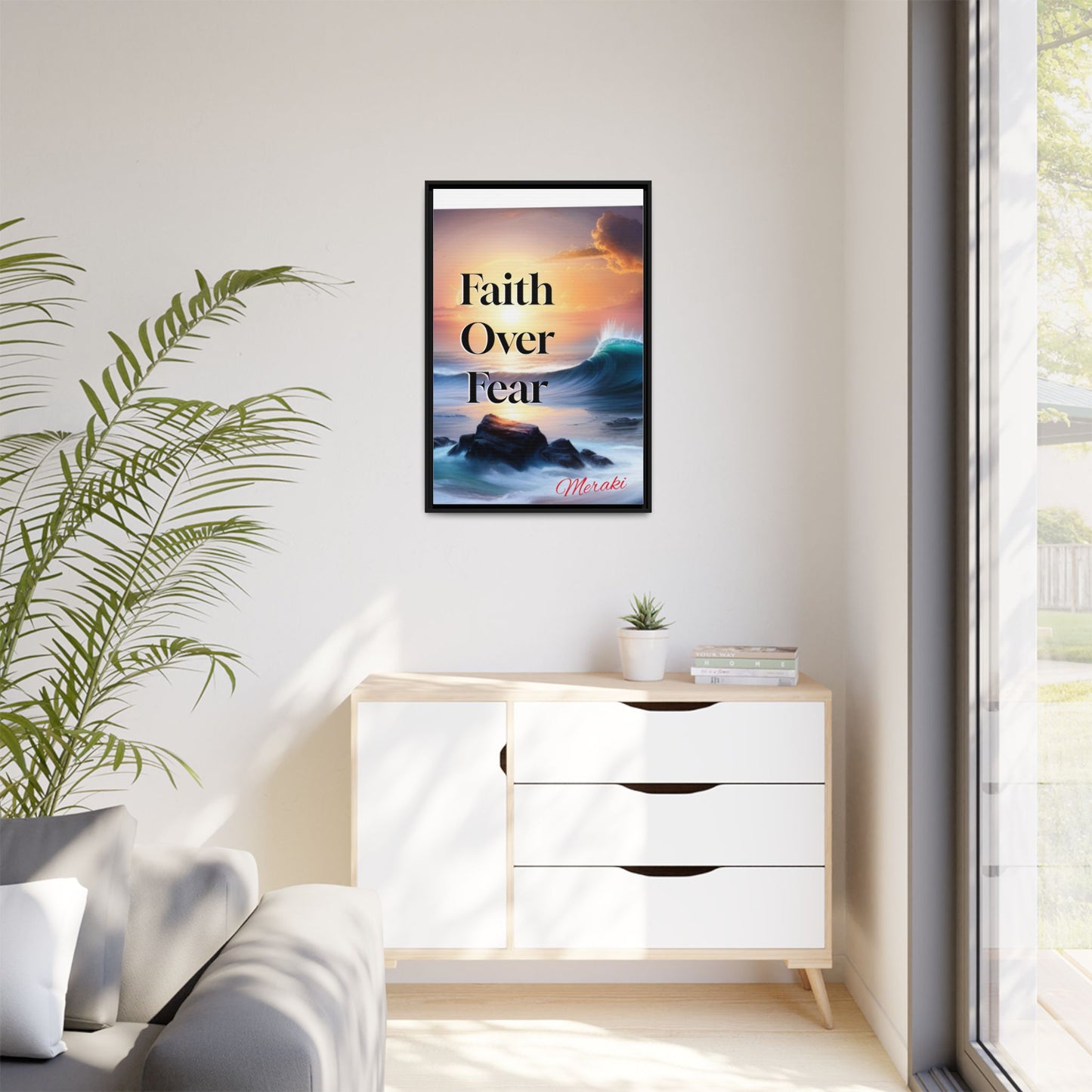 Faith over fear Matte Canvas, Framed (Multi-color) by Meraki  studio