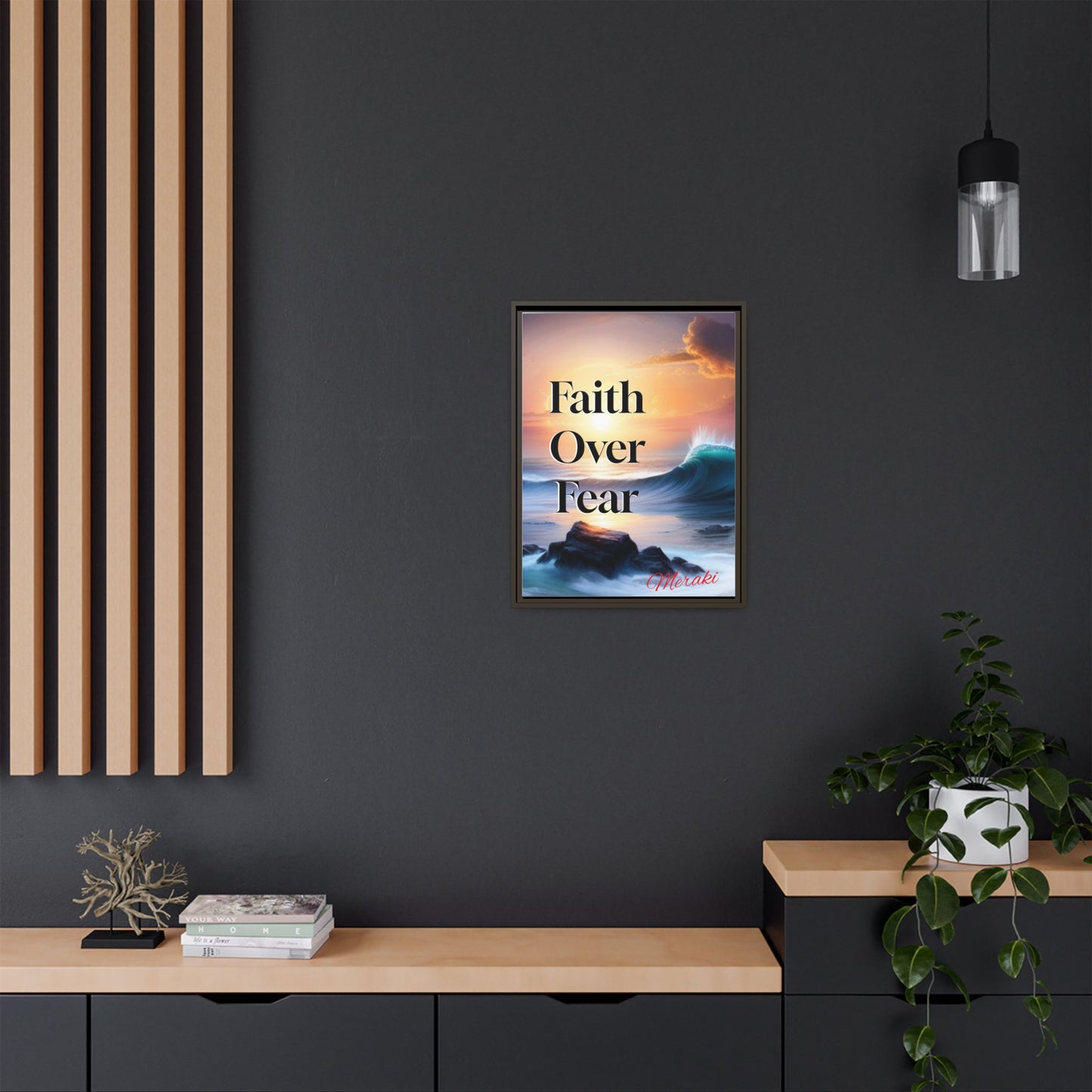 Faith over fear Matte Canvas, Framed (Multi-color) by Meraki  studio