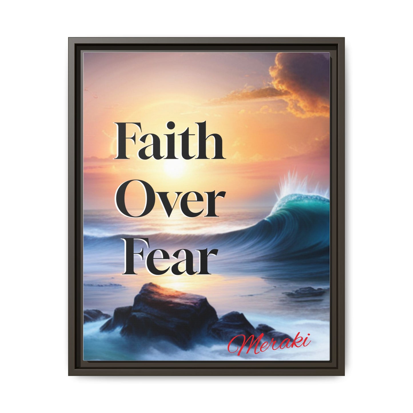 Faith over fear Matte Canvas, Framed (Multi-color) by Meraki  studio