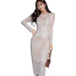 Lace top+slim fit hip wrap skirt two-piece set for women