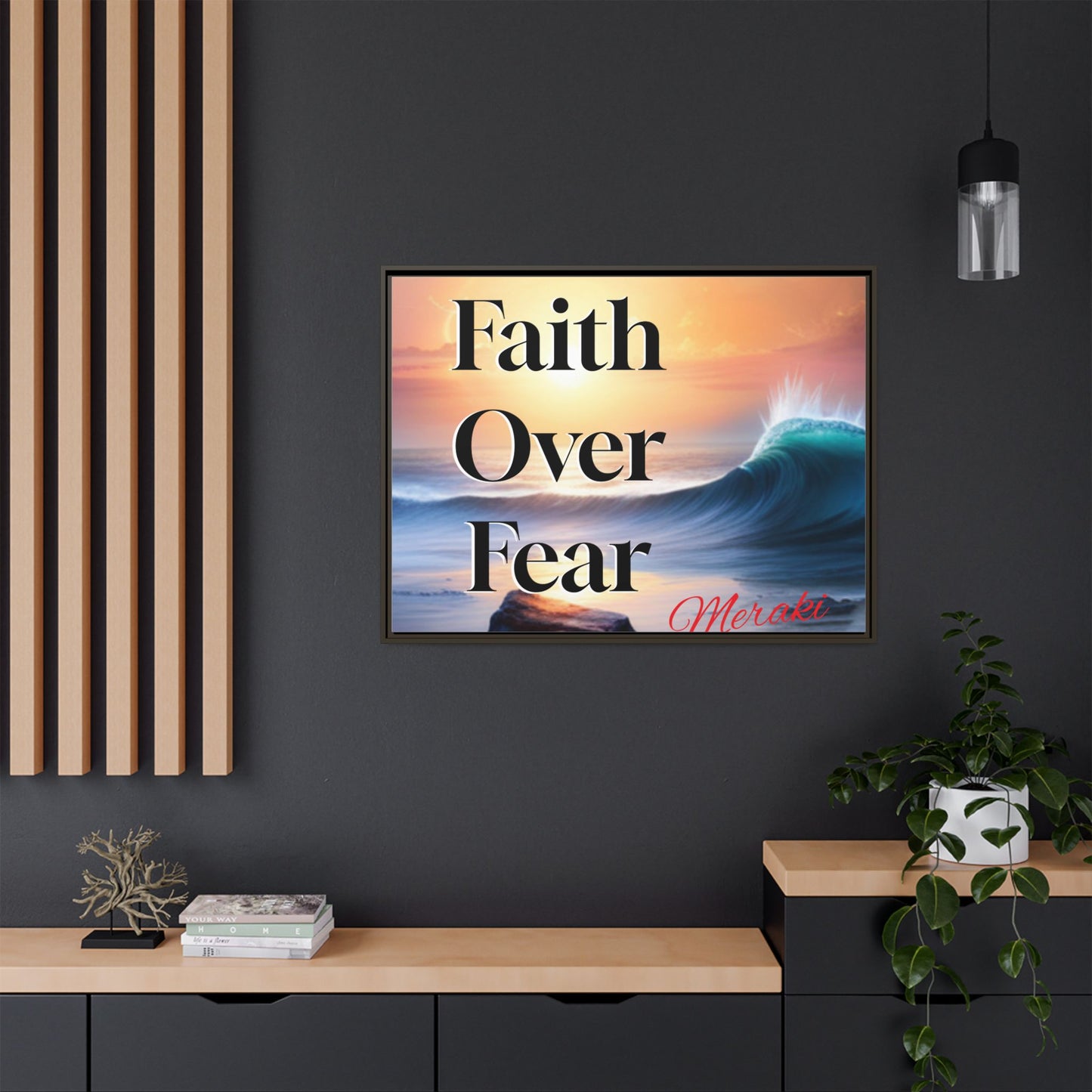 Faith over fear Matte Canvas, Framed (Multi-color) by Meraki  studio