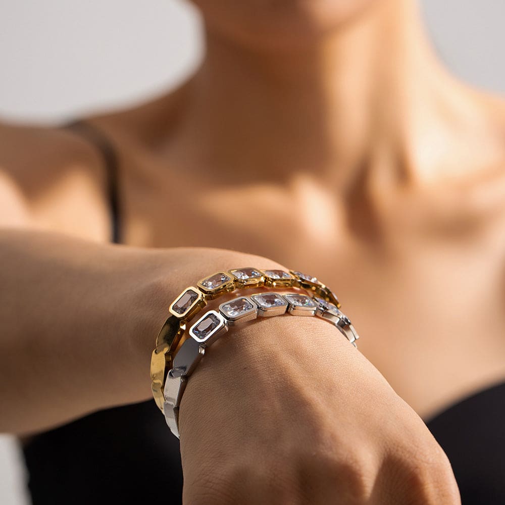 18K gold exquisite and dazzling zircon design light luxury style bracelet