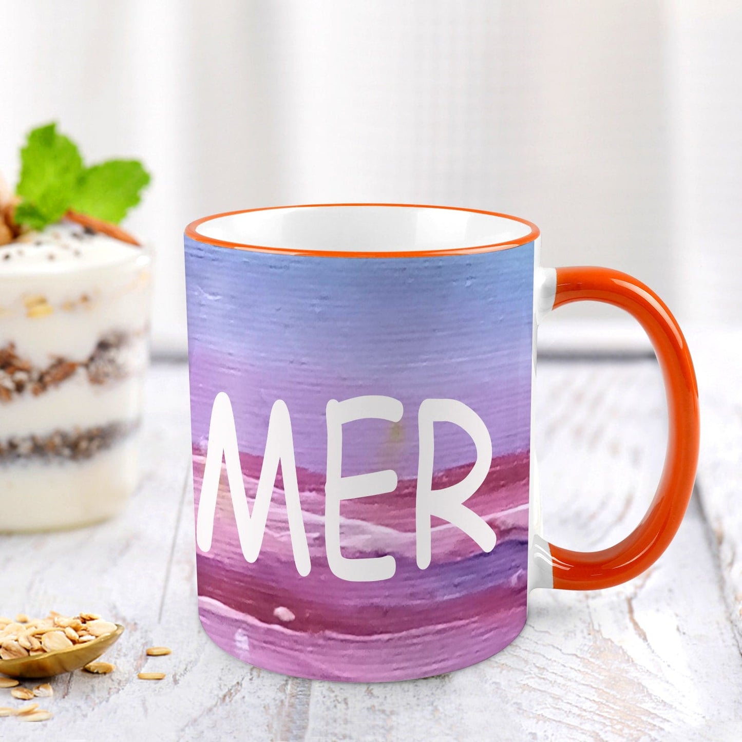 MERAKI Ceramic Mug With Colored Rim and Handle(11oz)