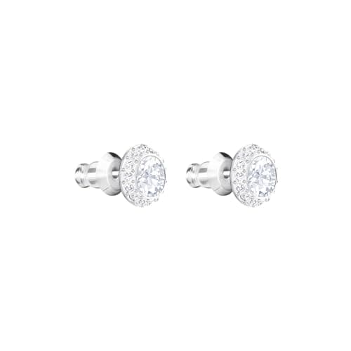 Swarovski Angelic stud earrings, Round cut, White, Rhodium plated