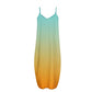 HAOLEI Maxi Dresses for Women Plus Size Loose Baggy Tie Dye Dress Sleeveless Spaghetti Strap Sundress Summer V Neck Long Dresses Beach Casual Elegant Gradient Print Dress with Pockets UK Clearance