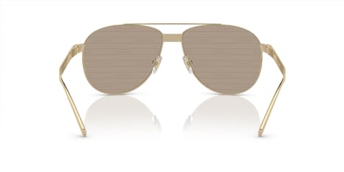 Versace Man Sunglasses Pale Gold Frame, Brown Tampo Lenses, 58MM