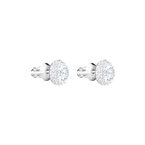 Swarovski Angelic stud earrings, Round cut, White, Rhodium plated