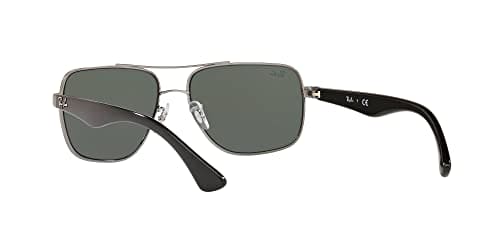 Ray-Ban Men's RB3483 Metal Square Sunglasses, Gunmetal/Green, 60 mm