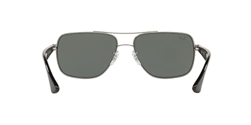 Ray-Ban Men's RB3483 Metal Square Sunglasses, Gunmetal/Green, 60 mm