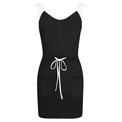 AMhomely Sunmmer Dresses Womens Gradient Print Skater Dress Spaghetti Strap Drawstring Waist T Shirt Mini Dress Casual Boho Beach Sundress 05 Black M