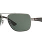 Ray-Ban Men's RB3483 Metal Square Sunglasses, Gunmetal/Green, 60 mm