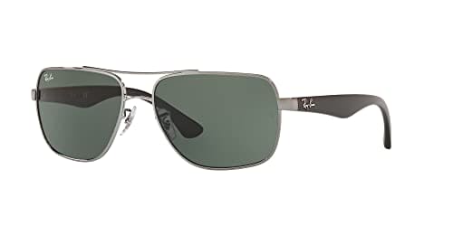 Ray-Ban Men's RB3483 Metal Square Sunglasses, Gunmetal/Green, 60 mm