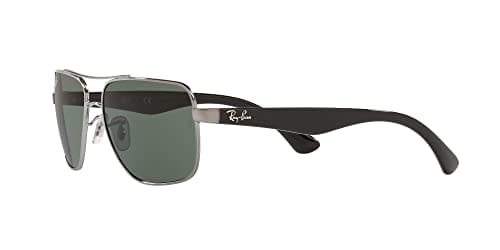 Ray-Ban Men's RB3483 Metal Square Sunglasses, Gunmetal/Green, 60 mm