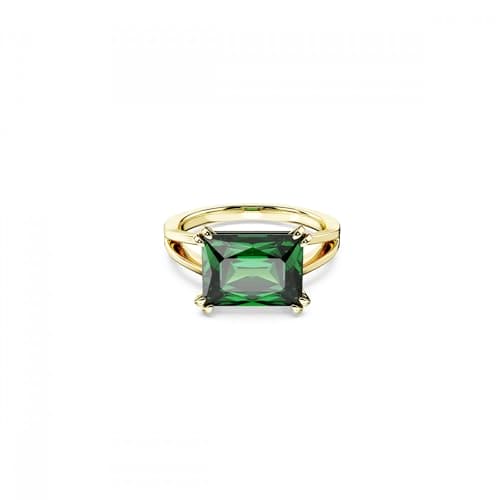 Swarovski Matrix Cocktail Ring, Refined Band Adorned With a Green Crystal in an Emerald Hue, From the Swarovski Matrix Collection, Size 55