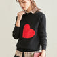 Wholesale Women Knit Sweater Embroidery Red Heart O-Neck Simple Style Fall Spring Autumn Slim Pullover Harajuku