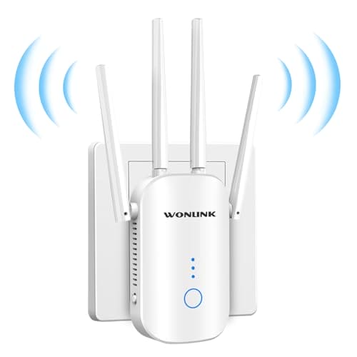 WONLINK Newest WiFi Extender Booster, WiFi Booster 1200Mbps WiFi Extender Support Repeater/AP/Router Modes, WiFi Range Booster for Home with 4 * 360° Rotatable Antennas, Easy Setup, UK Plug