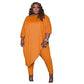 Huasemy Plus Size Outfits for Women,Plus Size Outfits 2 Piece,Tracksuits Long Sleeve Slant Shoulder Asymmetrica Tops Bodycon Pants Sweatsuit Sets,X-Large Orange