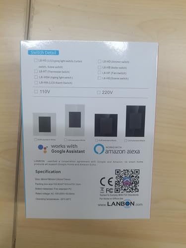 LANBON LCD 1/2/3Gang Smart Light Switch L8-HS,for Whole House Use, 2 Way,by Mesh Wifi,Supports Alexa&Google Home, Need Neutral Wire