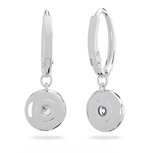 Swarovski Angelic drop earrings, Round cut, White, Rhodium plated