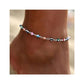 Prosy Beach Colorful Bead Anklets Silver Ankle Bracelets Beaded Summer Beach Foot Jewelry Adjustable for Women and Girls