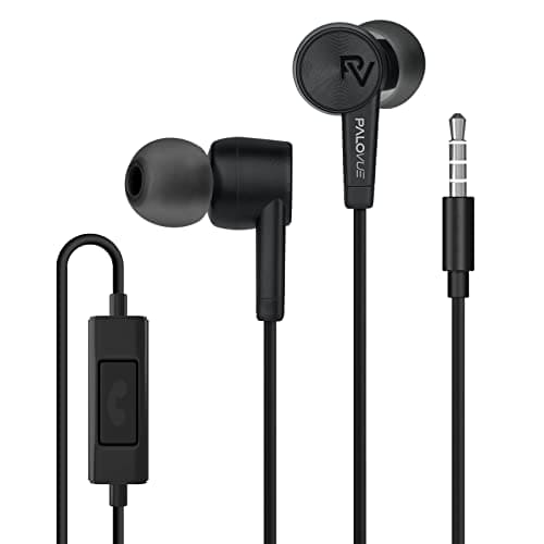 PALOVUE in Ear Headphones Wired Earphones Earbuds 3.5mm Jack Compatible with iPhone Samsung Smartphones Computers Laptops MP3 iPad iPod Noise Isolating with Microphone Controller SoulFlow Black