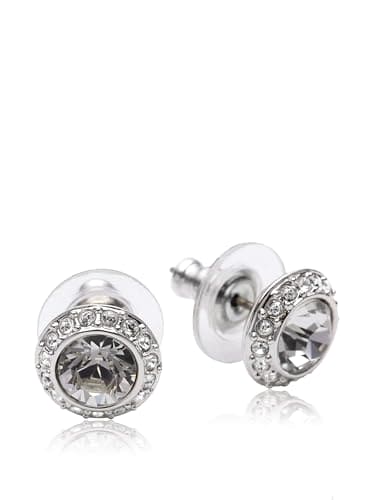 Swarovski Angelic stud earrings, Round cut, White, Rhodium plated