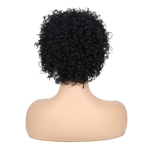 Siudus Womens Afro Short Black Wig Kinky Curly Shaggy 70s 80s Hair Wig c Wig for Rocker Daily Cosplay Use