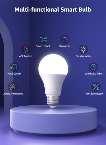 Lepro B1 AI Smart Bulb B22, Bayonet Bluetooth & WiFi Bulb That Works with Alexa, Music Sync, LLM AI-Generated Lighting, APP & Voice Control, 8.5W, 806lm, DIY 16 Million Color Changing Light Bulb