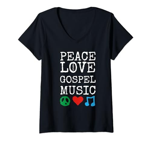 Womens Peace, Love and Gospel Music Shirt | Christian Gospel V-Neck T-Shirt