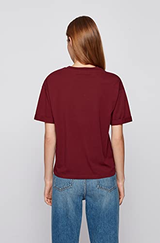 BOSS Womens C Evarsy Oversized-fit Logo T-Shirt in Organic-Cotton Jersey Red