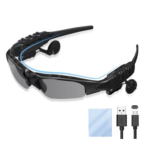 Wireless Bluetooth Headset with Sports Polarized Sunglasses Bluetooth Sunglasses MenSport Sunglasses Music Sunglasses Bluetooth Glasses Headphone Built-in Mic for Fishing & Outdoor Cycling Running