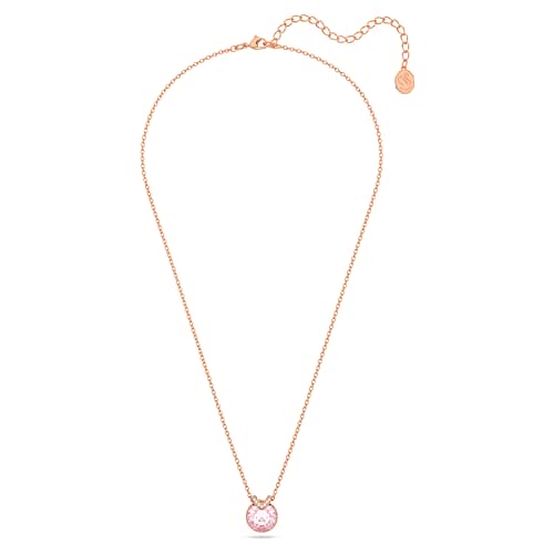 Swarovski Bella Pendant Necklace, Pink Round-Cut and White Pavé Crystals, Gold-Tone Plated from the Bella Collection