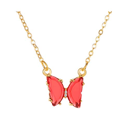 Janly Clearance Sale Women Necklaces & Pendants, Fashion Dream Zircon Metal Transparent Necklace Ladies Jewelry Gift Clavicle, Jewelry Sets, Valentine's Day Ideal Gifts (Red)