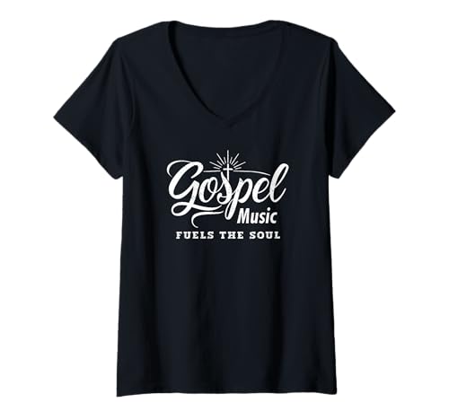 Womens Gospel Music Fuels The Soul Christian V-Neck T-Shirt