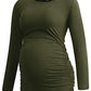 Smallshow Women's Maternity Tops Long Sleeve Pregnancy Clothes T Shirts 3-Packs,Army Green-Black-Light Grey,S