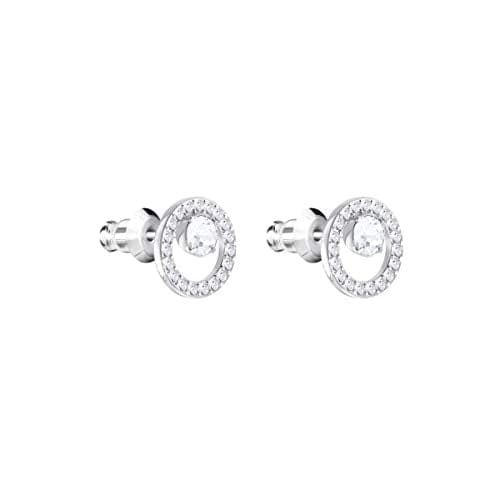 Swarovski Creativity stud earrings, Circle, White, Rhodium plated