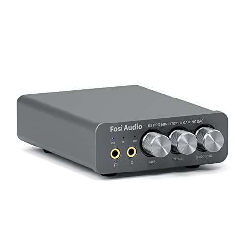 Fosi Audio K5 Pro DAC Amp Headphone Amplifier, Mini Hifi Stereo Digital-to-Analog Converter, USB Type-C/Coaxial/Optical to 3.5MM AUX/RCA Jack, for Gaming PS5/ PC/Active Speakers Up to 24 bit/192 kHz