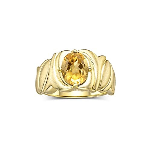 RYLOS Rings for Women 14K Yellow Gold Ring Solitaire 9X7MM Oval Gemstone with Satin Finish Band November Citrine Jewelry for Women Gold Rings For Women Girls Ring Size 5,6,7,8,9,10,11,12,13