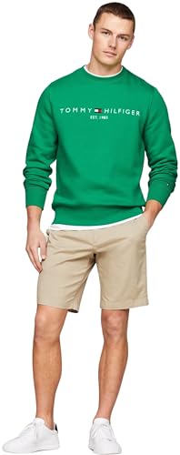 Tommy Hilfiger Men Tommy Logo Sweatshirt without Hood, Green (Olympic Green), S