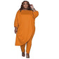 Huasemy Plus Size Outfits for Women,Plus Size Outfits 2 Piece,Tracksuits Long Sleeve Slant Shoulder Asymmetrica Tops Bodycon Pants Sweatsuit Sets,X-Large Orange