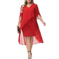 Hanna Nikole Women's Large Sizes Sleeveless Evening Dress Knee-Length Cocktail Dress Red 22 Plus Large Sizes