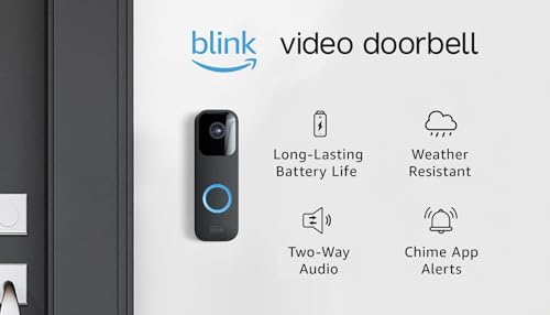 Blink Video Doorbell | Two-way audio, HD video, long-lasting battery life, motion detection, chime app alerts, Works with Alexa (Black)