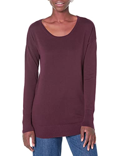 Amazon Essentials Women's Lightweight Long-Sleeved Scoop Neck Tunic Jumper (Available in Plus Size), Burgundy, XS