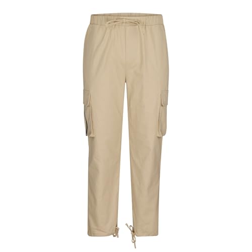 Slim Fit Chino Prime Combats for Men UK Mens Slim Trousers Mens Summer Trousers Elastic Waist Mens Cuffed Cargo Work Trousers Mens Linen Drawstring Trousers Cargo Chinos Men Prime