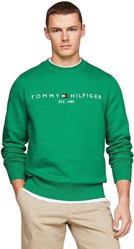 Tommy Hilfiger Men Tommy Logo Sweatshirt without Hood, Green (Olympic Green), S