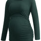 Smallshow Women's Maternity Tops Long Sleeve Pregnancy Clothes T Shirts 3-Packs,Black-Deep Green-Teal,S